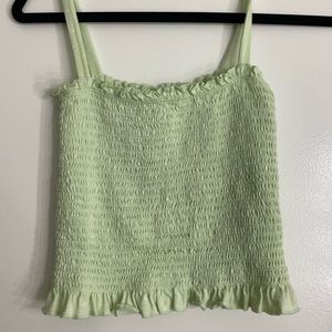 Green and white polka dot ribbed tank